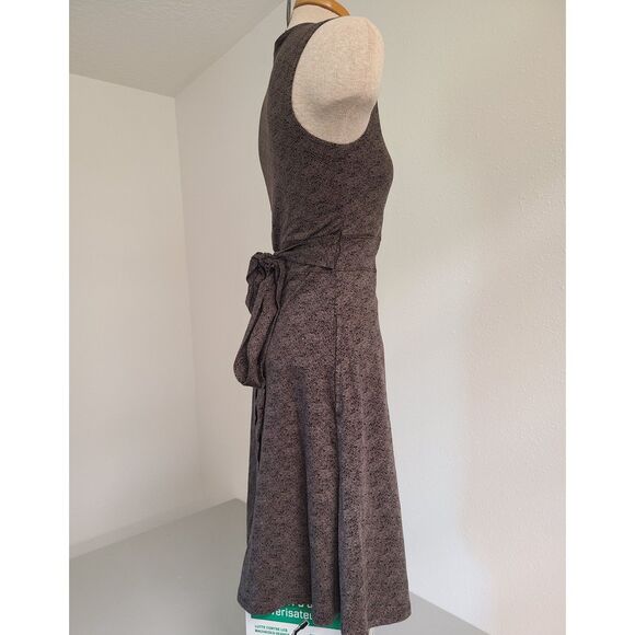 Toad & Co Brown Fairy Grunge Herringbone Wrap Dress XS Tie Stretch V Neck Casual - Picture 3 of 8